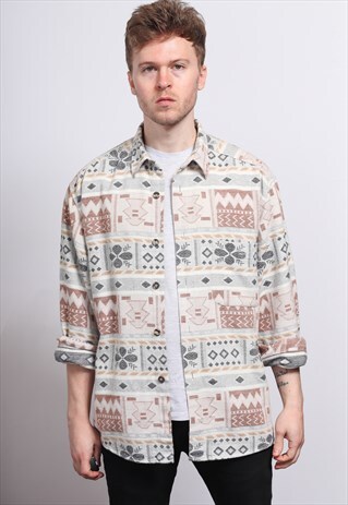 VINTAGE AZTEC PATTERNED SHIRT