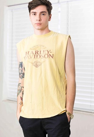 VINTAGE HARLEY-DAVIDSON SLEEVELESS T-SHIRT LOGO 90S M 6.1