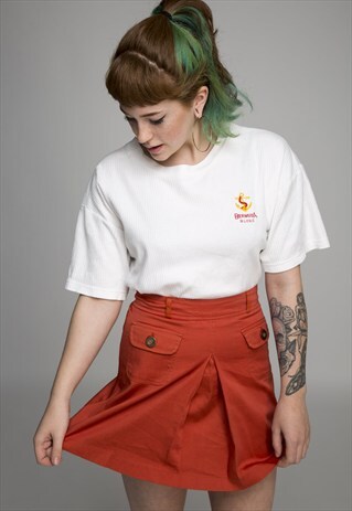 ORANGE PLEATED MINI SKIRT