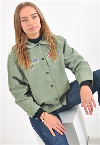 VINTAGE 90'S EMBROIDERED SHIRT IN GREEN