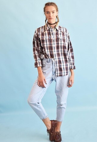 90'S RETRO WRANGLER CHECKED OVERSIZED WORKWEAR SHIRT TOP
