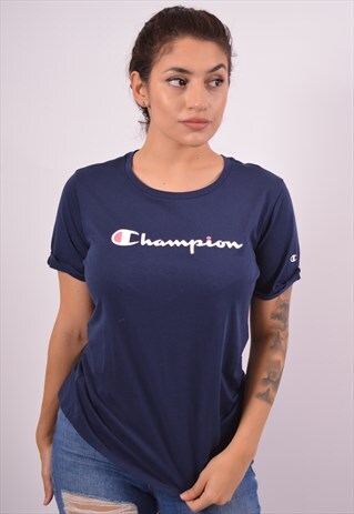 VINTAGE CHAMPION T-SHIRT TOP NAVY BLUE