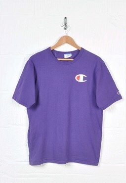 Vintage Champion T-Shirt Crew Neck Purple Large