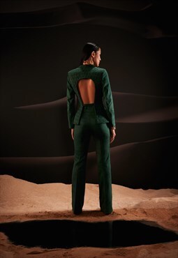 Single Breasted Blazer Suit in Green