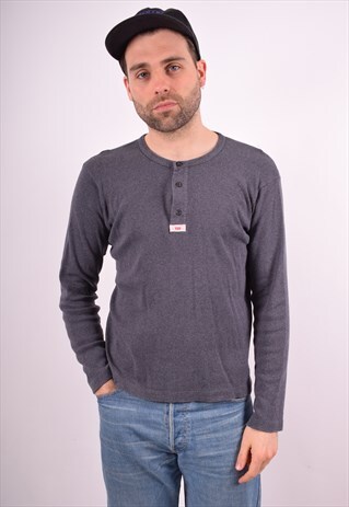 LEVI'S MENS VINTAGE TOP LONG SLEEVE MEDIUM GREY 90S