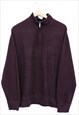 Vintage Van Heusen Jumper Burgundy Quarter Zip Knitted 90s