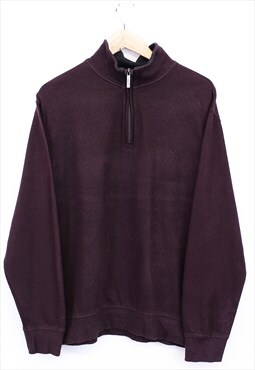 Vintage Van Heusen Jumper Burgundy Quarter Zip Knitted 90s