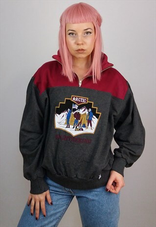 TRIGEMA VINTAGE 80'S RETRO PRINT 1/4 ZIP SWEATSHIRT