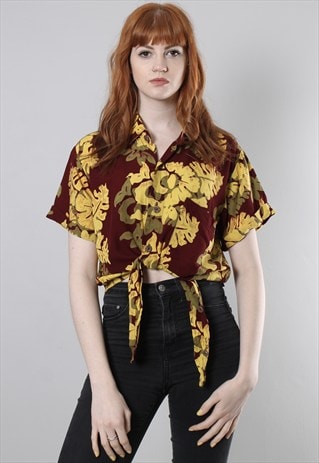 VINTAGE 90S PATTERNED HAWAIIAN TIE SHIRT