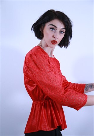 RED 80'S BLOUSE