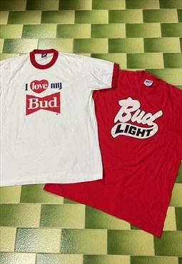 Lot of Two Vintage Budweiser T-Shirt I Love My Bud & Bud Tee