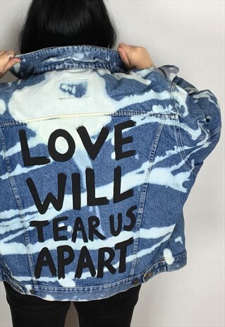 LOVE WILL TEAR US APART HAND PAINTED VINTAGE DENIM JACKET
