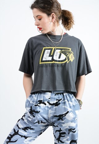 VINTAGE CROP TOP T-SHIRT WITH GRAPHIC PRINT.