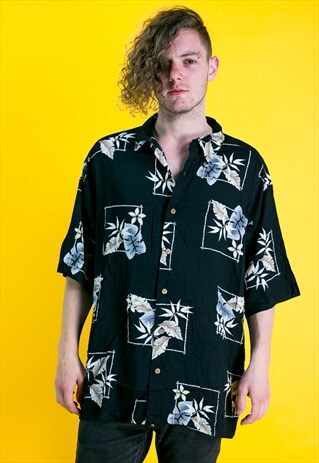 VINTAGE CRAZY PATTERN PRINT HAWAIIAN SHIRT