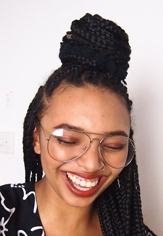 VINTAGE SILVER FRAME CLEAR LENS AVIATOR GLASSES