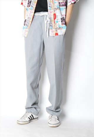 VINTAGE 90S GREY MINIMALIST WOOL BLEND PANTS
