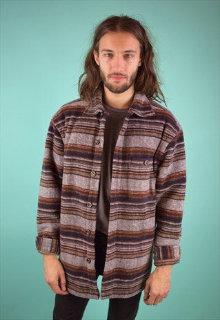 VINTAGE 90'S STRIPED FLEECE SHIRT