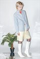 90'S VINTAGE CLASSY BUTTON-UP PLAID SHIRT IN WHITE & BLUE