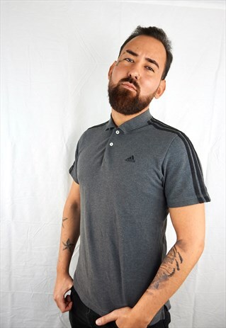 VINTAGE DARK GREY ADIDAS POLO
