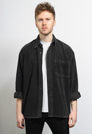 VINTAGE CORDUROY CORD SHIRT BLACK
