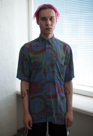 VINTAGE 80'S ABSTRACT PRINT MULTICOLOUR SHIRT