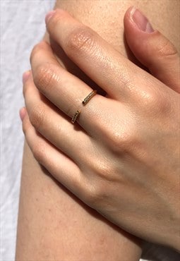 Cubic Zirconia Open Cuff Ring Gold Vermeil