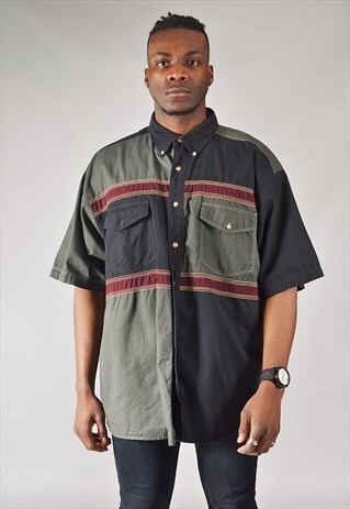 VINTAGE WRANGLER STRIPED SHIRT BLACK & GREY