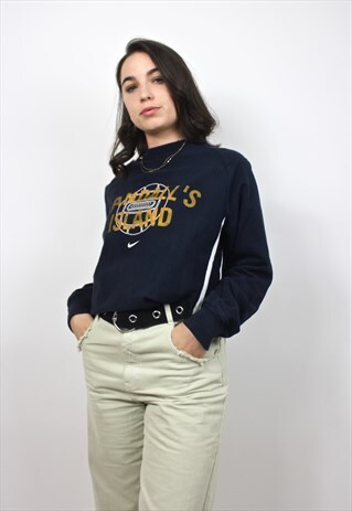 90'S RETRO NAVY SPELL-OUT SWEATSHIRT