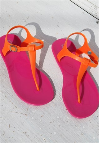 Orange/pink y2k stock jelly sandals.