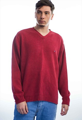 VINTAGE TOMMY HILFIGER LOGO SWEATER JUMPER 90S XL 23.6