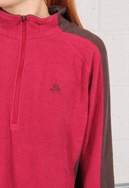 Vintage Nike ACG Fleece in Pink 1/4 Zip Sports Jumper XL