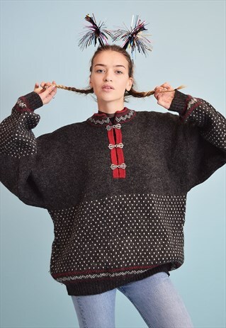 80'S RETRO NORDIC WOOL OVERSIZED CHRISTMAS JUMPER