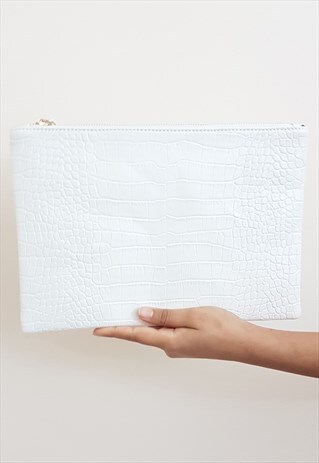 CROCODILE PRINT OVERSIZED CLUTCH BAG