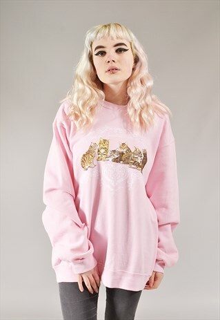 VINTAGE KITTEN SWEATSHIRT PINK