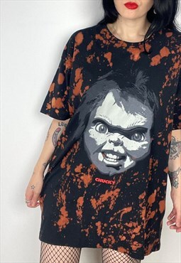 Reworked Chucky Bleach dyed horror t-shirt