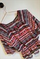 VINTAGE 90S RED AND WHITE ABSTRACT AZTEC PRINT BLOUSE SIZE L