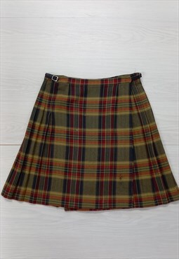 90's Vintage Pitiochry Tartan Skirt Green Pleated