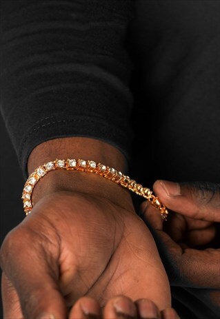 3MM DIAMOND CRYSTAL ICED CURB BRACELET - ROSE GOLD