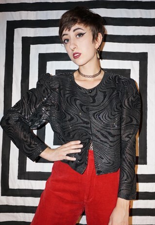 VINTAGE 90'S METALLIC MESH AND VELVET GLITTER JACKET