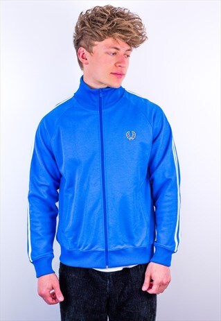 VINTAGE FRED PERRY STRIPED JACKET IN BLUE MEDIUM