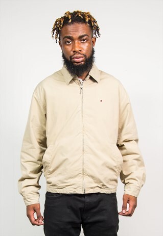TOMMY HILFIGER 90'S BEIGE HARRINGTON JACKET BOMBER