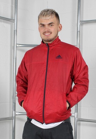Vintage Adidas Reversible Jacket in Red & Navy Small