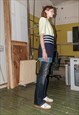 90'S VINTAGE CHIC SUMMER BLAZER IN SALAD GREEN AND NAVY BLUE
