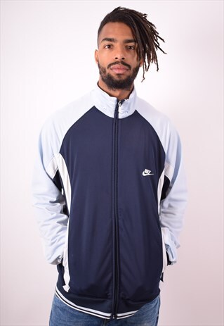NIKE MENS VINTAGE TRACKSUIT TOP JACKET LARGE BLUE 90S