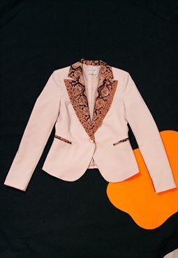 Vintage Blazer Y2K Snakeskin Chic Jacket in Pastel Pink
