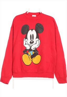 Vintage 90's Disney Sweatshirt Mickey Mouse Crewneck Red Wom