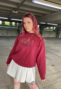 Vintage 90s New Zealand Embroidered Red Sweatshirt