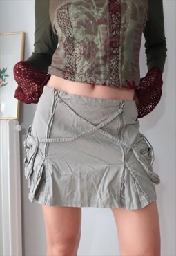 Vintage Y2k Khaki Gorpcore Utility Mini Skirt
