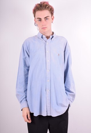 POLO RALPH LAUREN MENS VINTAGE SHIRT XL BLUE 90'S