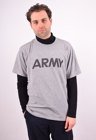 MENS VINTAGE T-SHIRT TOP LARGE GREY 90S